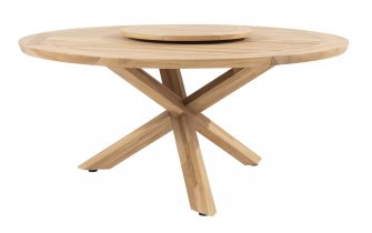 Okrągły stół ogrodowy podstawa krzyżowa teakowa / blat teak średnica 160 cm PRADO 4SO