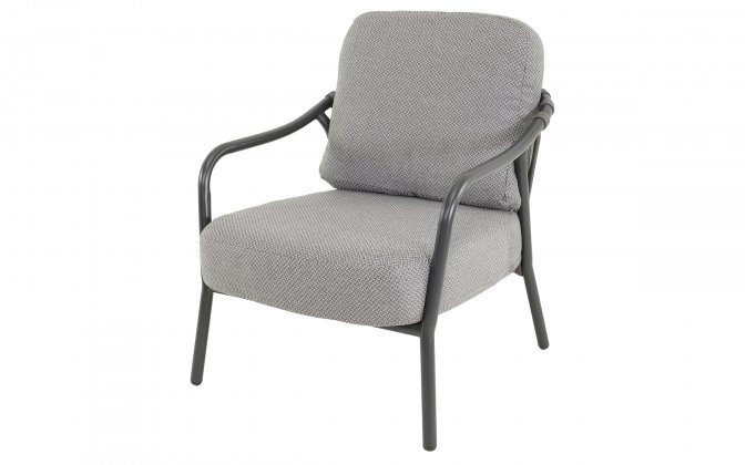 Fotel ogrodowy DURBAN Lesli Living — aluminium, lina ciemnoszara, poduszka olefin