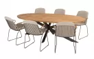 Owalny stół ogrodowy 240x115 nogi brązowe blat teak PRADO 4SO / krzesła Veneto