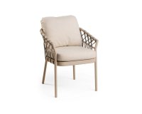 Nowoczesne krzesło aluminiowe ogrodowe beżowe z poduszkami na siedzisku i oparciu nevada