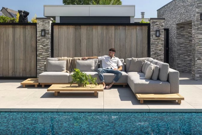 Ekskluzywny modułowy narożnik ogrodowy teakowy PARADISO 4SO