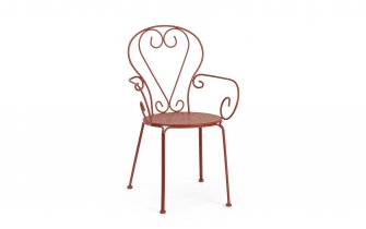 Ceglany kolor krzeslo metalowe sztaplowane styl retro ETIENNE Bizzotto