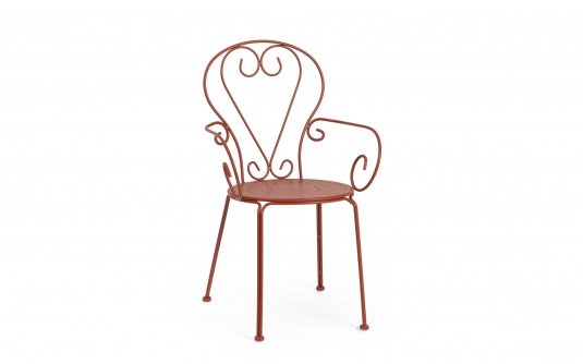 Ceglany kolor krzeslo metalowe sztaplowane styl retro ETIENNE Bizzotto