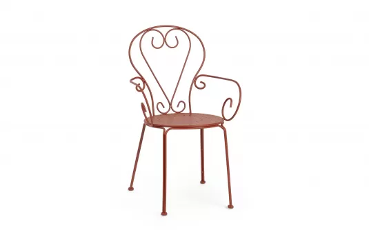 Ceglany kolor krzeslo metalowe sztaplowane styl retro ETIENNE Bizzotto
