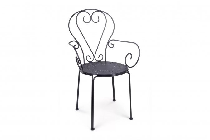 Grafitowe krzeslo metalowe sztaplowane styl retro ETIENNE Bizzotto