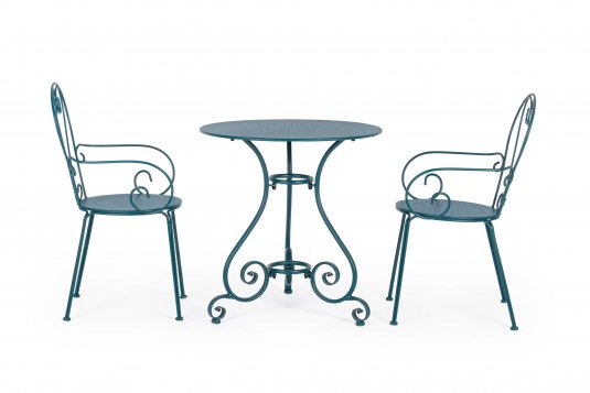 Zielonoszary okragły metalowy stolik prowansalski śr. 70 ETIENNE bizzotto