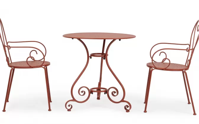 W kolorze ceglanym okragły metalowy stolik prowansalski śr. 70 ETIENNE bizzotto