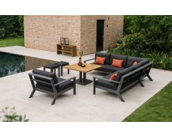 Duży narożnik ogrodowe aluminiowe grafitowy ciemno szarymi poduszkami Andes