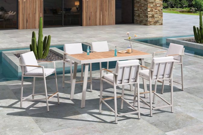 Komplet barowy dla 6 osób beżowy NOFI Higold