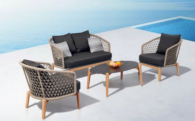 Zestaw wypoczynkowy na niewielki taras MAPLE Higold beżowy