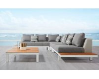 Platformowy narożnik na taras białe alu teak POLO higold