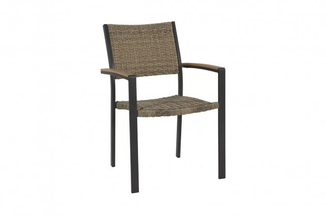 Krzesło aluminiowe ogrodowe ciemnoszare siedzisko technorattan AREZZO
