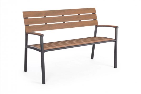 Grafitowa aluminiowa ławka ogrodowa z siedziskiem i oparciem z kompozytu ISAK Bizzotto
