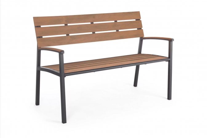 Grafitowa aluminiowa ławka ogrodowa z siedziskiem i oparciem z kompozytu ISAK Bizzotto