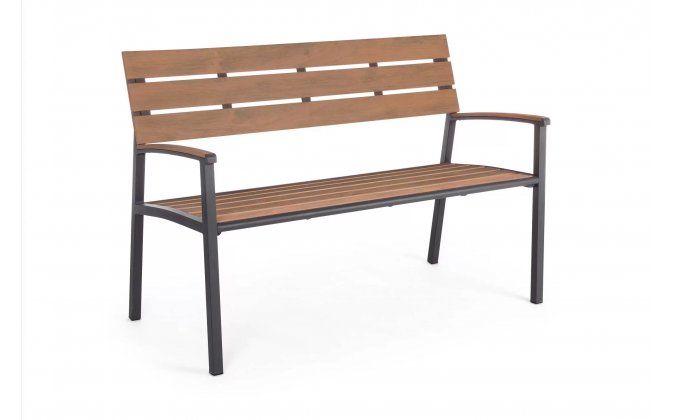 Grafitowa aluminiowa ławka ogrodowa z siedziskiem i oparciem z kompozytu ISAK Bizzotto