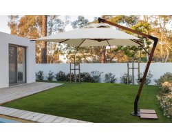 Parasol z drewnianą nogą boczną i kremowym poszyciem 3x3 CAPUA bizzotto