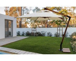 Parasol z drewnianą nogą boczną i kremowym poszyciem 3x3 CAPUA bizzotto