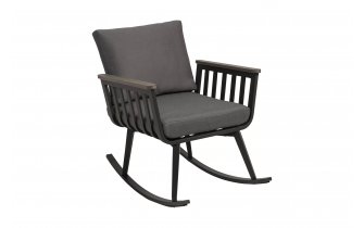 Krzesło bujane aluminiowe grafitowe na taras AMAL 