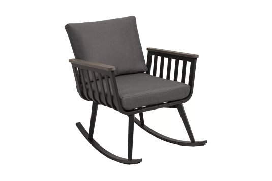 Krzesło bujane aluminiowe grafitowe na taras AMAL 