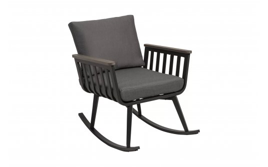 Krzesło bujane aluminiowe grafitowe na taras AMAL 