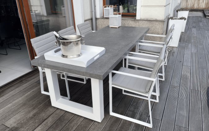 Biały stół aluminiowy z blatem ceramicznym 240x100 cm STELVIO