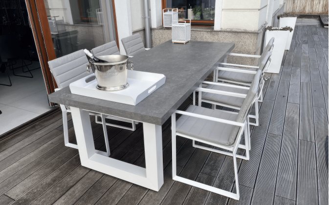 Biały stół aluminiowy z blatem ceramicznym 240x100 cm STELVIO