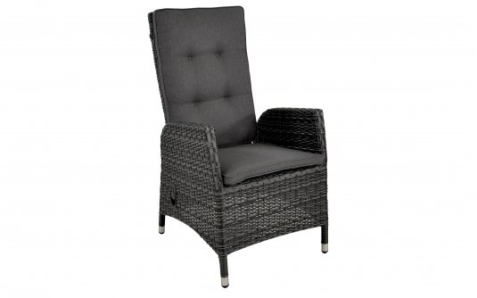 grafitowe krzesło z wysokie ogrodowe technorattan z pochylanym oparciem SOHO