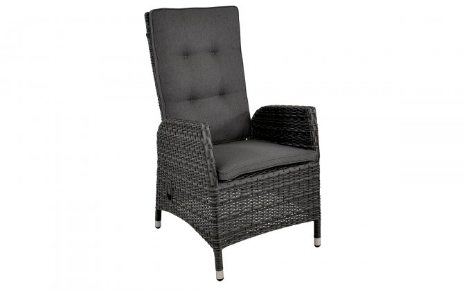 grafitowe krzesło z wysokie ogrodowe technorattan z pochylanym oparciem SOHO