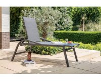Aluminiowy leżak z siedziskiem z tekstyliny MOJITO ciemnoszary
