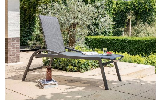 Aluminiowy leżak z siedziskiem z tekstyliny MOJITO ciemnoszary Aluminiowy leżak z siedziskiem z tekstyliny MOJITO ciemnoszary