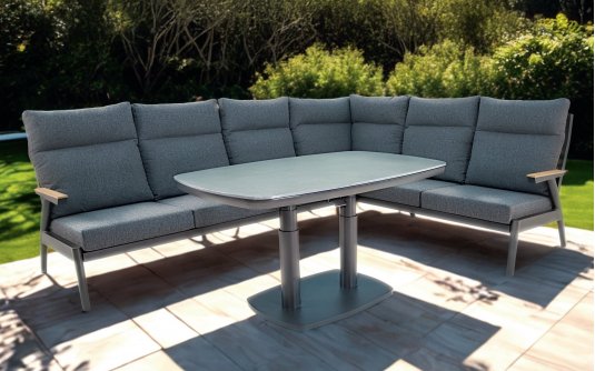 Grafitowy narożnik na taras wysokimi oparciami aluminiowy FLORENCE Grafitowy narożnik na taras wysokimi oparciami aluminiowy FLORENCE