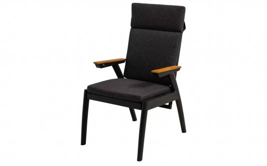 Aluminowe grafitowe krzesło obiadowe ogrodowe z pochylanym oparciem FLORENCE Aluminowe grafitowe krzesło obiadowe ogrodowe z pochylanym oparciem FLORENCE