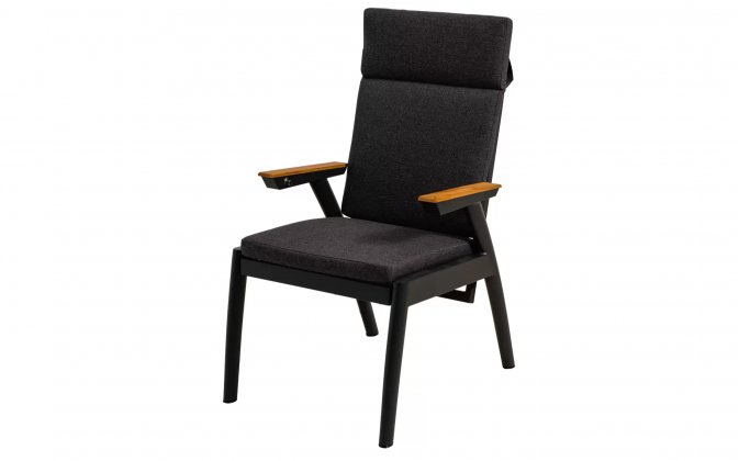 Aluminowe grafitowe krzesło obiadowe ogrodowe z pochylanym oparciem FLORENCE