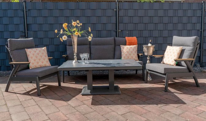 Komplet wypocztnkowy ogrodowy z grafitowego aluminium FLORENCE