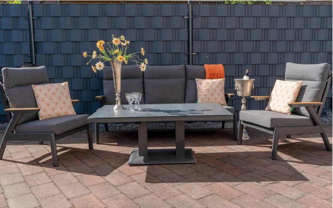 Komplet wypocztnkowy ogrodowy z grafitowego aluminium FLORENCE 