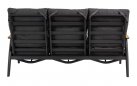 Trzyosobowa sofa ogrodowa aluminiowa z pochylonymi oparciami Florence. Widok od tyłu.