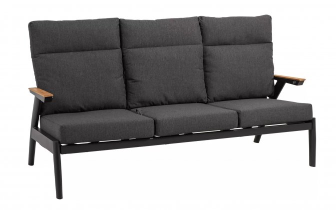 Trzyosobowa sofa ogrodowa aluminiowa z pochylonymi oparciami Florence.