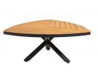 Stół ogrodowy trójkątny grafitowa podstawa blat teak bok 170 cm LONTANO