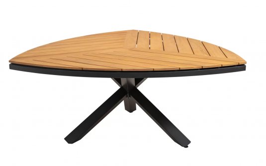 Stół ogrodowy trójkątny grafitowa podstawa blat teak bok 170 cm LONTANO Stół ogrodowy trójkątny grafitowa podstawa blat teak bok 170 cm LONTANO