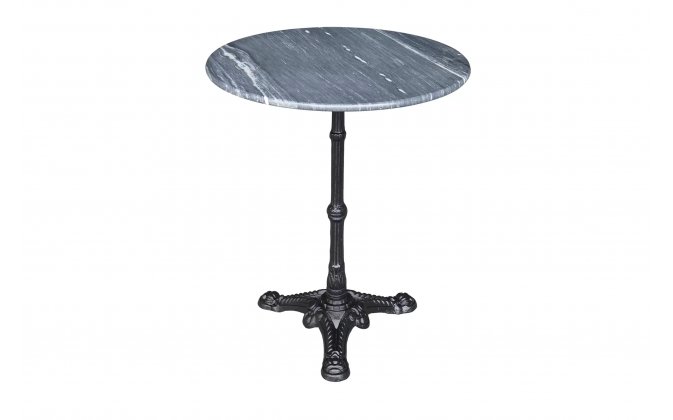 Okrągły stół noga żeliwna czarna blat marmur szary MARBLE