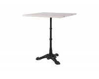 Kwadratowy stolik z blatem marmurowym 60x60 cm noga żeliwna czarna MARBLE