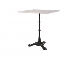 Kwadratowy stolik z blatem marmurowym 60x60 cm noga żeliwna czarna MARBLE