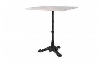 Kwadratowy stolik z blatem marmurowym 60x60 cm noga żeliwna czarna MARBLE