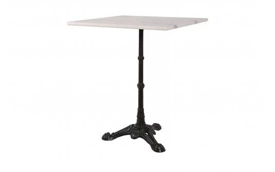 Kwadratowy stolik z blatem marmurowym 60x60 cm noga żeliwna czarna MARBLE