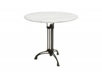 Okrągły stół 80 cm noga żeliwna czarna blat marmur biały MARBLE