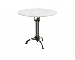 Okrągły stół 80 cm noga żeliwna czarna blat marmur biały MARBLE