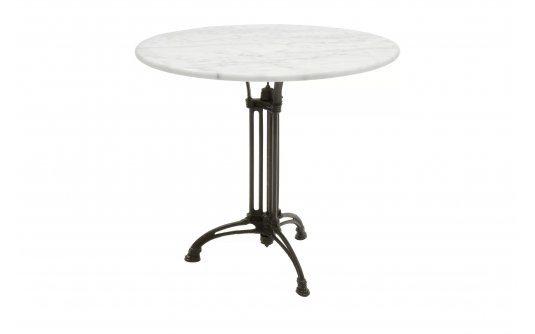 Okrągły stół 80 cm noga żeliwna czarna blat marmur biały MARBLE