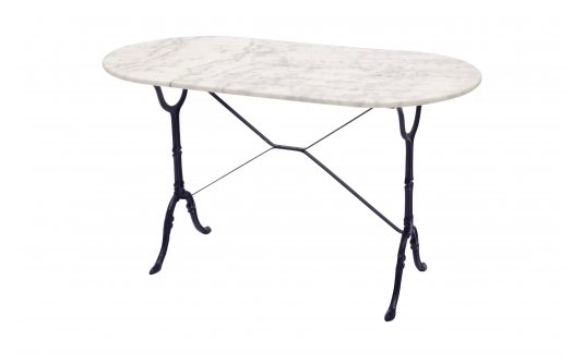 Stół do kawiarni 120x60 cm noga czarna marmur biały MARBLE