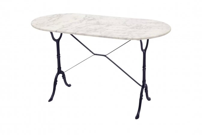 Stół do kawiarni 120x60 cm noga czarna marmur biały MARBLE