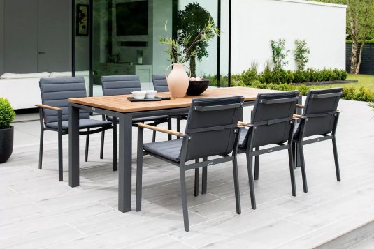 4-6 osobowy komplet obiadowy CONCEPT Life Teak aluminiowy grafitowy